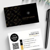 Carte De Visite Logo Boulangerie en or noir Code QR