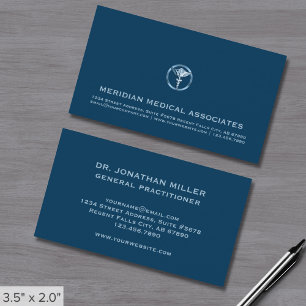 Carte De Visite Logo Caduceus Médicale Professionnel Bleu