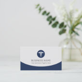 Carte De Visite Logo Caduceus Médicale Professionnel Marine Bleu (Debout devant)