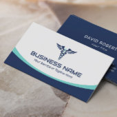 Carte De Visite Logo Caduceus Médicale Soins de santé Marine Bleu