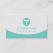 Carte De Visite Logo Caduceus Médicale Turquoise moderne (Devant)