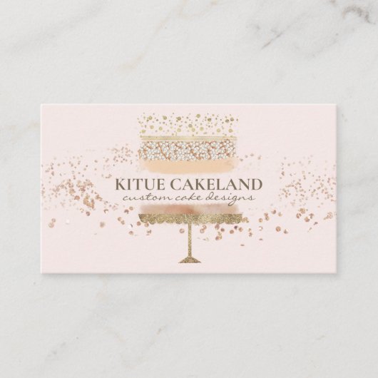 Carte De Visite Logo Cake Baker sur Blush Pink Arrière - plan (Devant)