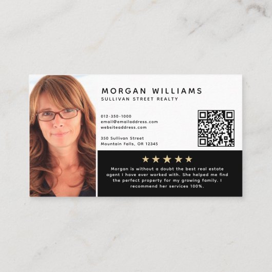 Carte De Visite Logo Capture d'écran QR Code Examen Agent immobili (Dos)