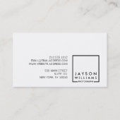 Carte De Visite Logo Carré de Photographe moderne avec votre image (Dos)