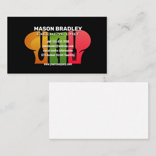 Carte De Visite Logo Casquette Chef Silverware (Devant / Derrière)