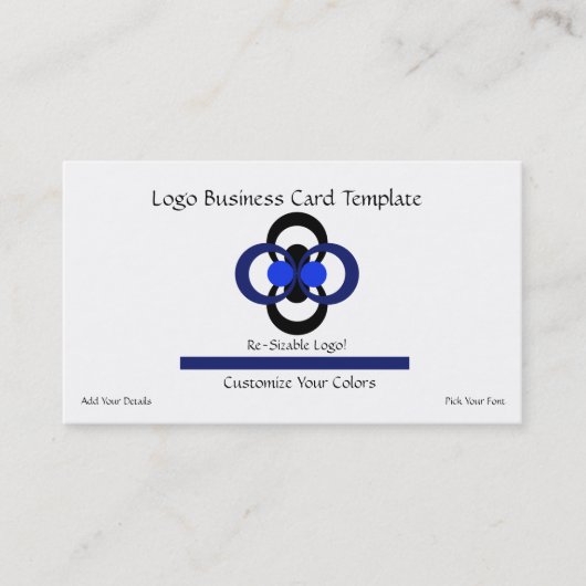 Carte De Visite Logo Cercles - Logo Simple Black Blue (Devant)