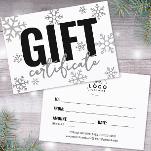 Carte De Visite Logo Certificat-cadeau d'hiver pour les entreprise