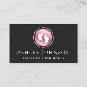 Carte De Visite Logo Certifié pour bébé Doula Rose Gold Pieds