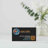 Carte De Visite Logo Chauffage et Climatisation & Code QR | CVC No (Debout devant)
