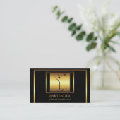 Carte De Visite Logo chic de barman de martini d'or (Debout devant)