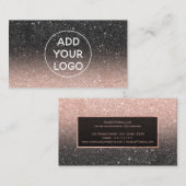 Carte De Visite Logo chic d'ombre de noir de rose de parties (Devant / Derrière)
