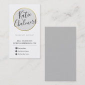 Carte De Visite LOGO chic moderne joli or gris clair noir (Devant / Derrière)