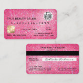 Carte De Visite Logo Chic Sparkly Neon Parties scintillant rose (Devant / Derrière)