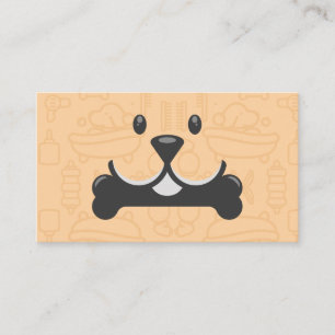 Carte De Visite Logo Chien Mignon Tenant un Os Toiletteurs