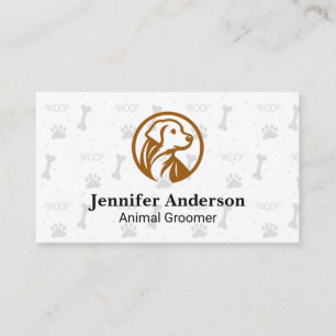 Carte De Visite Logo Chien Motif Os Patte Woof Animaux de comp