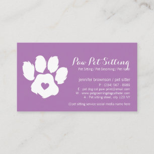 Carte De Visite Logo Chien Violet Cœur Patte