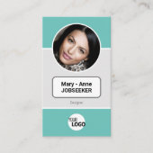 Carte De Visite Logo Circle Frame Classic Job Seeker Classic Turqu (Devant)