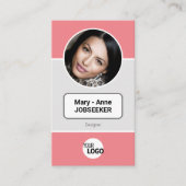 Carte De Visite Logo Circle Frame Classic Job Seeker Classy Rose (Devant)