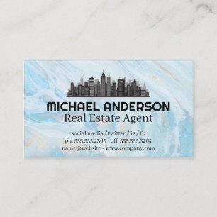 Carte De Visite Logo Cityscape   Marbre bleu