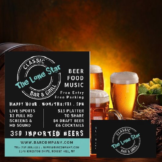 Carte De Visite Logo Classic Bar & Grill, Pub/Brasserie