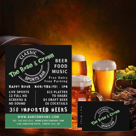 Carte De Visite Logo Classic Sports Bar, Pub/Brasserie