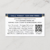 Carte De Visite Logo classique d'agent de signature notariale Navy (Dos)