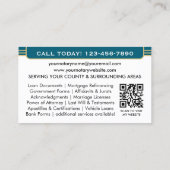 Carte De Visite Logo classique d'agent de signature notariale sarc (Dos)