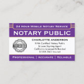Carte De Visite Logo classique d'agent de signature notariale viol (Devant)