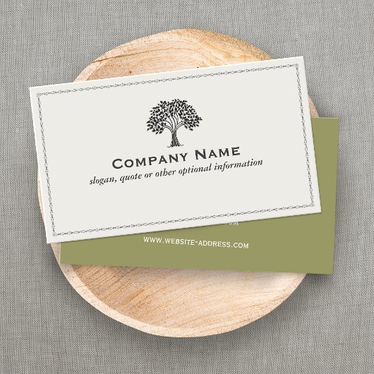 Carte De Visite Logo classique d'arbre noir et blanc