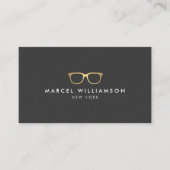 Carte De Visite Logo classique des Lunettes d'or Faux sur Noir Vin (Devant)