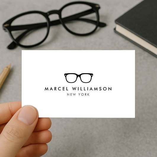 Carte De Visite Logo classique et simple lunettes noires sur blanc
