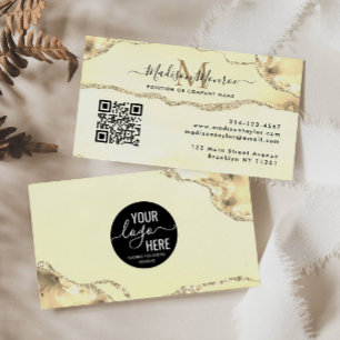 Carte De Visite Logo classique Gold personnalisé QR Code Agate Mon
