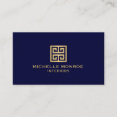 Carte De Visite Logo classique grec Key Designer Gold/Navy Blue (Devant)