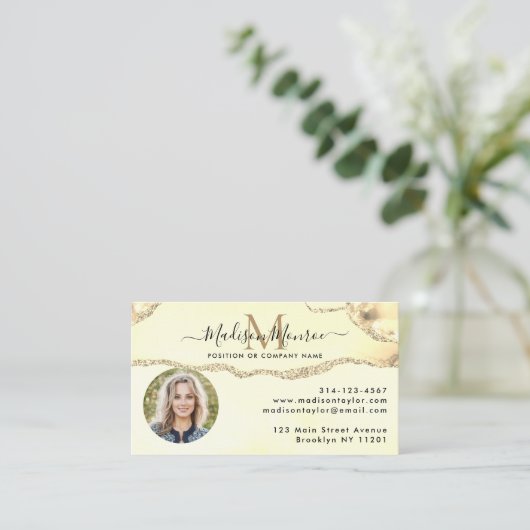 Carte De Visite Logo classique Parties scintillant or - Monogramme (Debout devant)