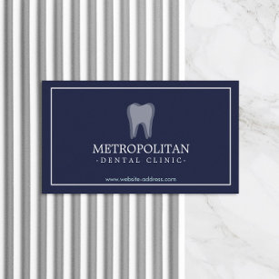 Carte De Visite Logo classique pour dentiste moderne sur Navy Blue
