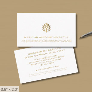 Carte De Visite Logo classique simple en or blanc