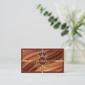Carte De Visite Logo Classy Royal Brown Gold Crown Photo QR Code (Debout devant)