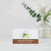 Carte De Visite Logo Clés de maison de l'immobilier | Mur en bois (Debout devant)