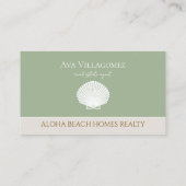 Carte De Visite Logo Coastal Seashell Neutral Immobilier (Dos)