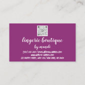 Carte De Visite Logo Code QR Bikini Sous-vêtements Berry Rose (Dos)