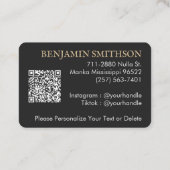 Carte De Visite Logo & Code QR Charcoal Grey Plaid Modern Brandé (Dos)