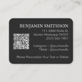 Carte De Visite Logo & Code QR Charcoal Grey Plaid Modern Brandé (Dos)