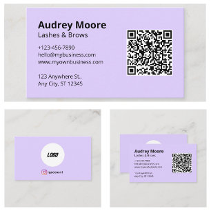 Carte De Visite Logo Code QR Cils Faux Cils Sourcils Élégant