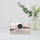 Carte De Visite Logo Code QR Coiffeur maquillage Rose attaque (Debout devant)