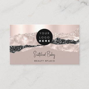 Carte De Visite Logo Code QR Coiffeur maquillage Rose attaque