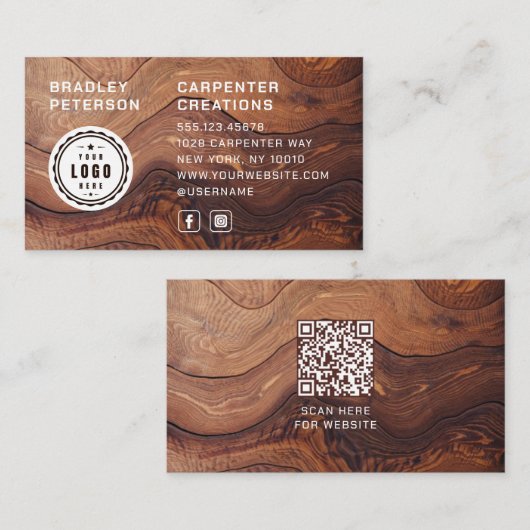 Carte De Visite Logo Code QR Construction de menuiserie moderne en (Devant / Derrière)