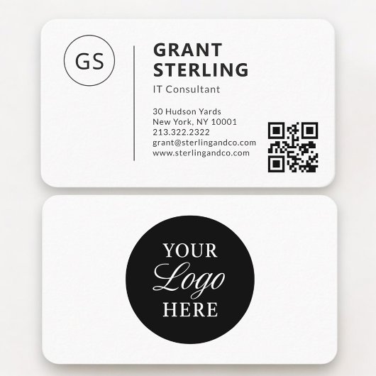 Carte De Visite Logo Code QR Consultant Informatique Professionnel
