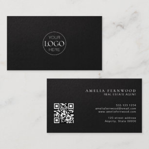 Carte De Visite Logo Code QR de biens immobiliers en cuir de lux