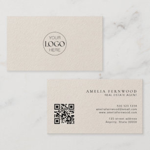 Carte De Visite Logo Code QR de biens immobiliers en cuir de lux