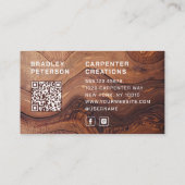 Carte De Visite Logo Code QR de Charpentier en Bois (Dos)